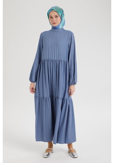Armine Trend Kolları Lastikli Günlük Elbise-indigo 25yt953 İndigo