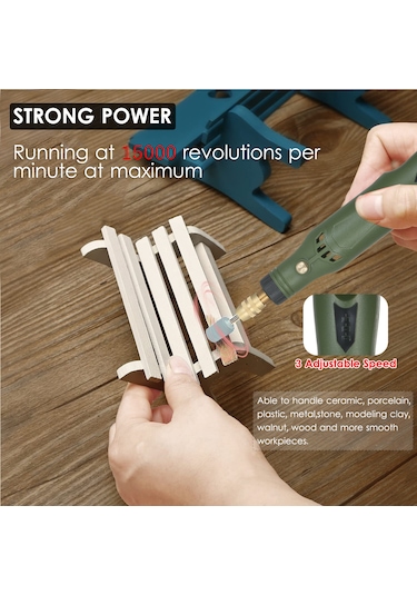 Moveevo Yüksek Hızlı Döner Alet, Yeşil Renk, 15000 Rpm, Usb Şarj, Aksesuarlı Kompakt Tasarım