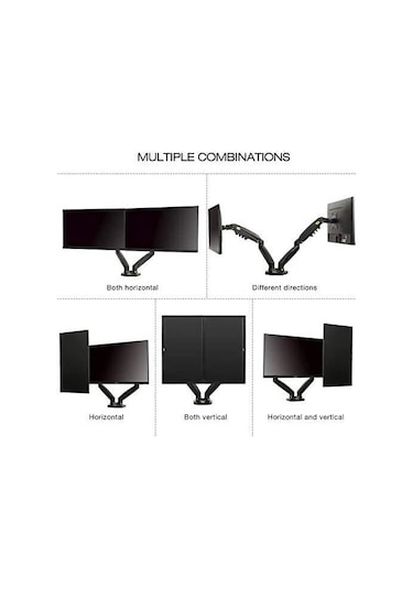 Vontech F160 Amortisörlü Çiftli 17-27'' Masa Üstü Monitör Tutucu