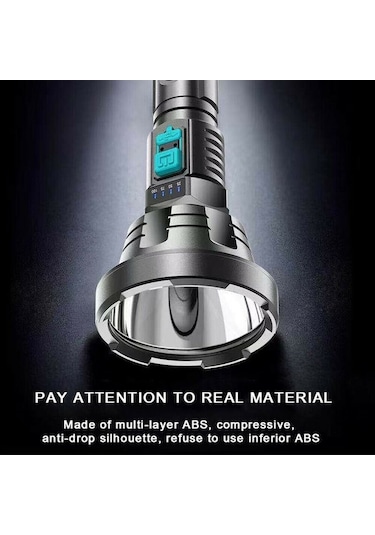 Tongxida Usb Şarjlı Güçlü Led Fener, Süper Parlak, Uzun Menzilli Dış Aydınlatma Siyah Siyah