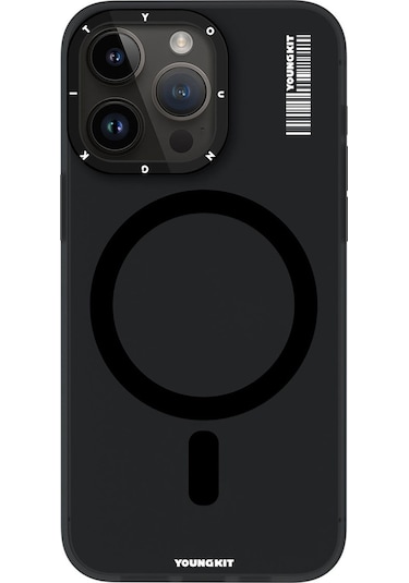 İphone 14 Pro Max Uyumlu Kılıf Magsafe Şarj Özellikli Youngkit Hidden Sand Serisi Kapak Siyah