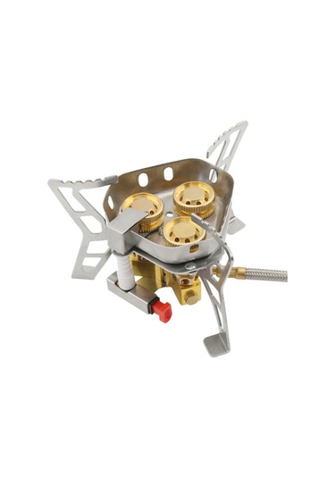 Skycıty 3 Brülörlü Açık Hava Sobası, Üç Çekirdekli Kamp Yüksek Güçlü Rüzgar Geçirmez Taşınabilir Soba 6800w Gümüş