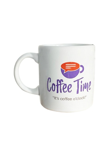 Coffe Time Mottolu Porselen Kupa Beyaz Beyaz