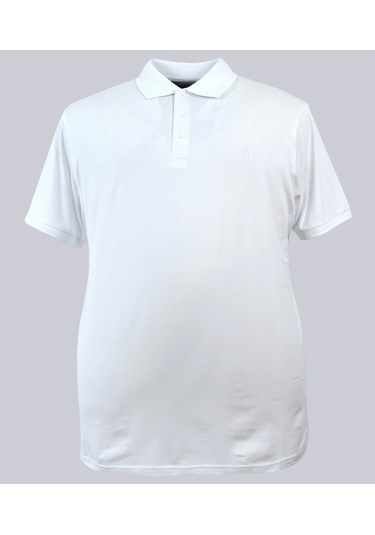 Büyük Beden Erkek Tişört Likralı Süprem Polo Yaka Beyaz 001