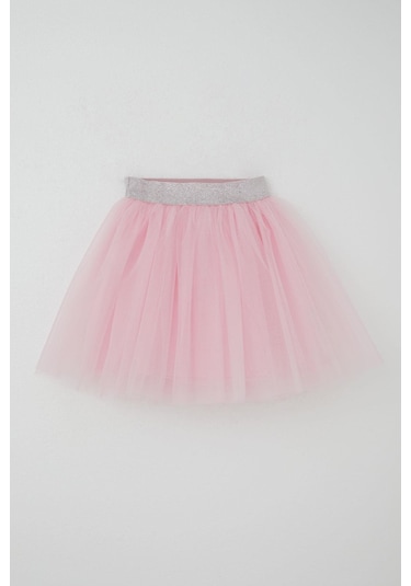 Breeze Kız Çocuk Tütü Etek Beli Sim Detaylı Lastikli 5-10 Yaş, Pembe Pembe