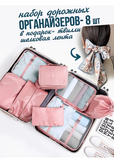 Online Select Valizde 8 Adet Yolculuk Çantası Seti 131442175 Pembe