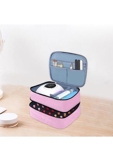 Oje Organizatör Çantası Taşınabilir Tırnak Alet Çantası Manikür Setleri Pembe Mavi