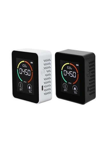 Fortunelane Co2, Sicaklık, Nem, Tvoc Ölçer: Beyaz, Led Ekranlı, 1200mah Pil, Taşınabilir Beyaz