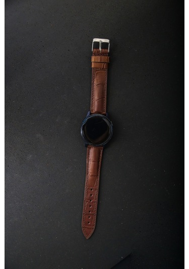Hakiki Deri 20mm Akıllı Pimli Saat Kordonu Koyu Kahverengi