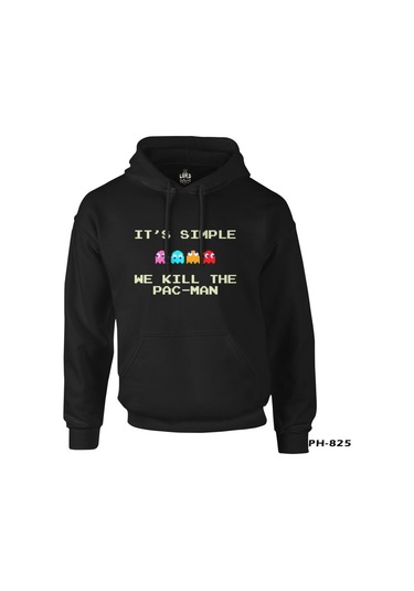 We Kill The Pac-Man Siyah Erkek Fermuarsız Kapşonlu