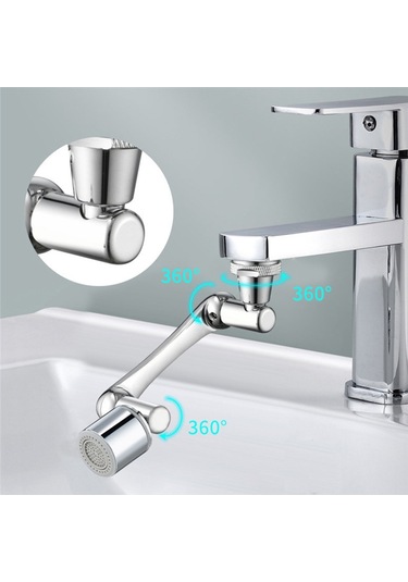 Xurunkeji 1440 Dönebilen Katlanabilir Musluk Genişletici Havalandırıcı İki Su Çıkış Modu, Evrensel Sıçrama Filtreli Musluk GÜMÜŞ