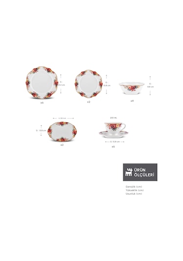 Karaca Forever Bone Amarose 26 Parça 6 Kişilik Kahvaltı Takımı Beyaz