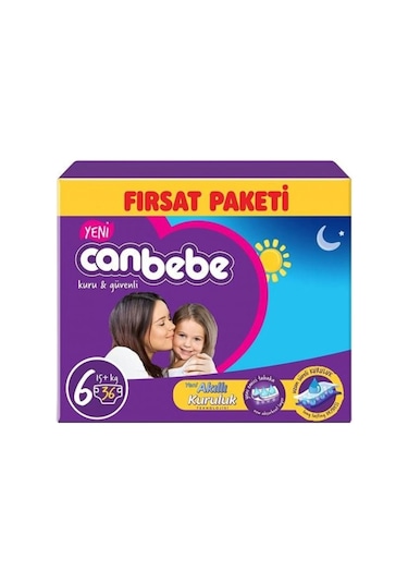 Canbebe Bebek Bezi Kilit Sistemli 6 Numara Xlarge Fırsat Paketi 36 Adet