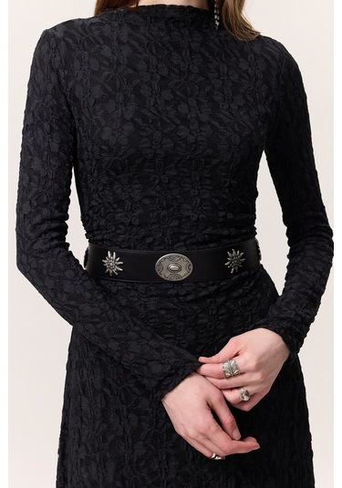 Desen Tokalı Korse Kemer Siyah Ss25kmr00006-01 Siyah