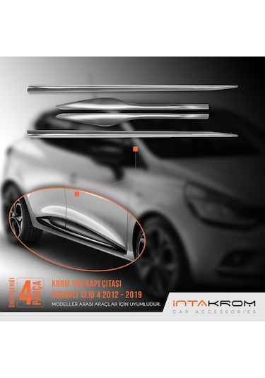 intakrom Renault Clio 4 Krom Yan Kapı Çıtası 4 Parça 2012-2021- Hb-Sw N11.2658