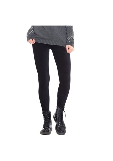 Kadın Kadife Yüksek Bel Tayt - Lacivert Lacivert