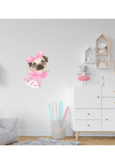 Kişiye Özel Tatlı Köpek Tasarımlı Çocuk Odası Duvar Sticker-2
