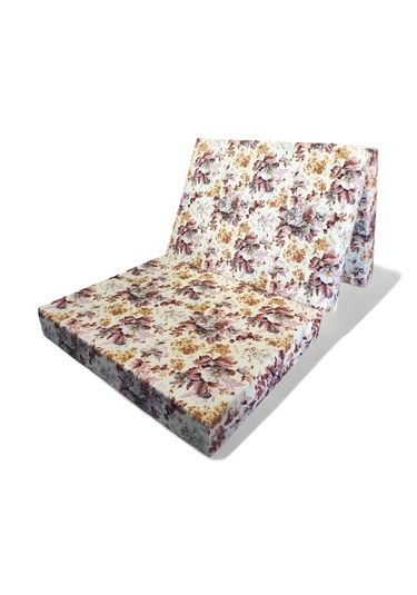 Katlanır Yer Yatağı - 90x190 10 Cm Kalınlık - Misafir Yatağı - Sünger Yatak Lila Çiçek Desen
