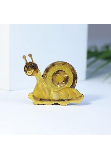 Blucome Yüksek Kalite Sevimli Canlı Salyangoz Broş Kadın El Yapımı Akrilik Salyangoz Böcek Nedensel Emniyet Pimleri Takı Aksesuarları Sarı