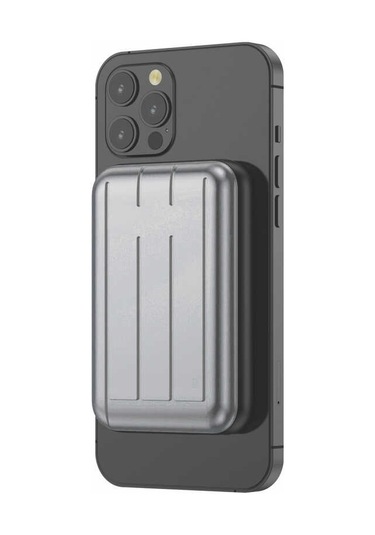 5000 Mah Magsafe Powerbank 15w Kablosuz Hızlı Şarj Led Göstergeli, Usb Çıkışlı Ve Type-c Girişli Gri