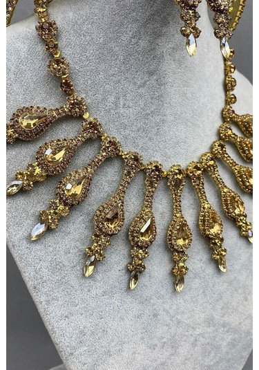 FdayAksesuar Gelin Saç Aksesuarı Anteras Gelin Kına Tacı Ve Kolye Seti FRDY31658