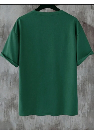 Oversize Kalıp %100 Pamuk Tshırt Wonderful Yesıl