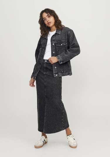 Jack & Jones Kadin Dügme Kapamali Denim Ceket - Orly 12259731 Grey Denim Siyah