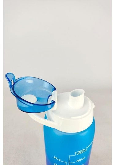 Digithome 1 L Çift Renk Ölçü Baskılı Motivasyon Sağlıklı Plastik Su Şişesi Mavi 161546-160 C1-1-139