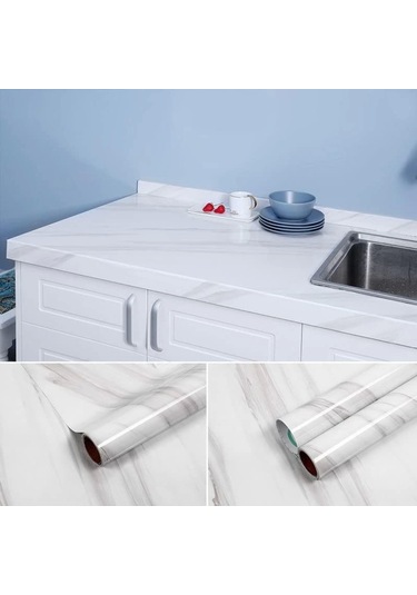 Açık Mermer Desenli Yapışkanlı Kaplama Kağıdı Büyük Boy 5 Metre Çok Renkli