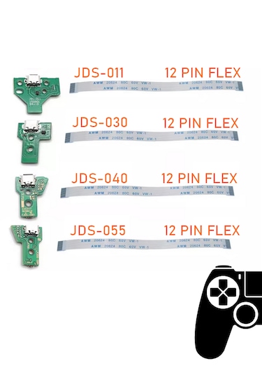 Ps4 V2 Kollar İle Uyumlu Jds Jdm 040 Usb Port Soket & 12 Pın Flex