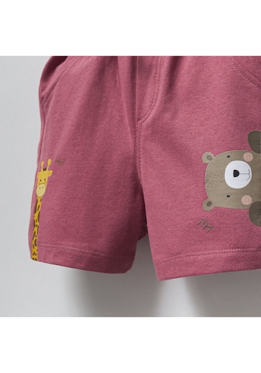 Overdo Kids Erkek Çocuk Pamuklu Penye Baskılı Beli Lastikli Günlük Şort Pembe