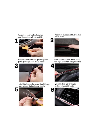 Torpido Fitil Kırmızı Yeni Nesil Trim Fitil Araç İçi İp Şerit 5 M