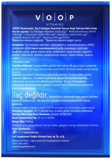 Voop Collagen Tip 2 Glukozamin 7 Saşe