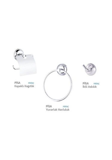 Gürçay Pisa 3'Lü Banyo Aksesuar Seti Krom