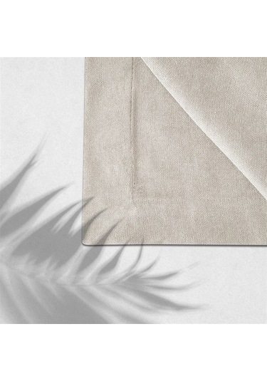 Kadife Dokulu Masa Örtüsü Açık Krem Rengi-330