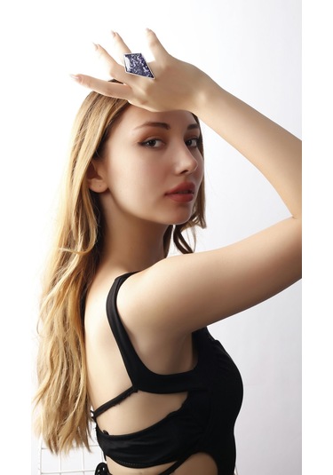 Matya Antik Gümüş Kaplama Ayarlanabilir Mor Taşlı Yüzük Antik Gümüş