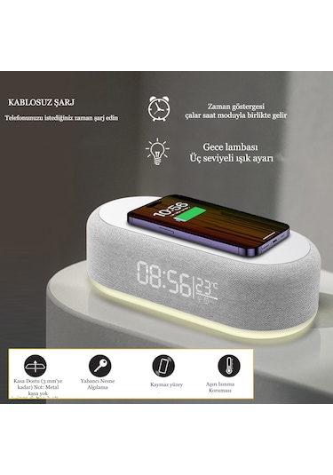 Çok Fonksiyonlu Masa Saati Çalar Saat Zaman Hızlı Şarj