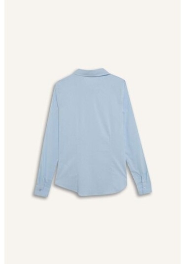 DeFacto Regular Fit Basic Düz Bengalin Uzun Kollu Gömlek I5278AZ25SPBE366 Mavi DeFacto Regular Fit Basic Düz Bengalin Uzun Kollu Gömlek I5278AZ25SPBE366 Mavi