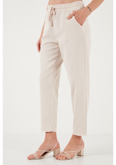 Lela Pamuklu Normal Bel Regular Fit Düz Paça Bayan Pantolon 668Yp42282S4 Taş