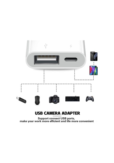 Hombey İphone Uyumlu İçin Usb3.0-lightning Otg Dönüştürücü, Usb Flash Bellek Ve Mikrofon İkili Fonksiyonlu Adaptör Kablosu