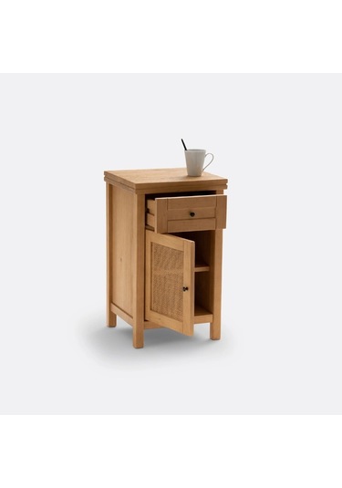 Altea Rattan Detaylı Masif Komodin Ahşap