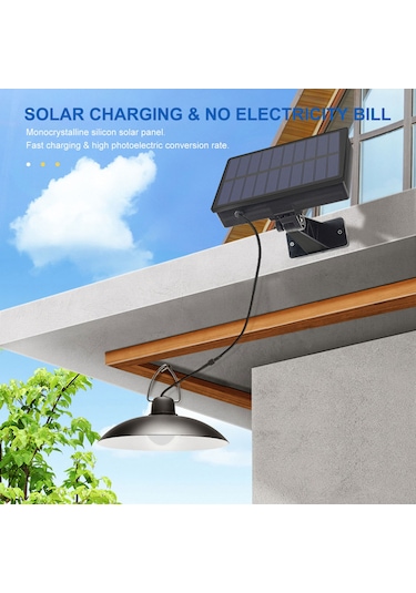 Symbee Güneş Enerjili 16 Led Bahçe/evler Için Ip65 Su Geçirmez Vintage Lambası - 2 Aydınlatma Modu Parlak/alçak Islak Işık Siyah