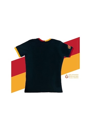 Galatasaray Lisanslı Siyah Basic Çocuk T-shirt Gs Aslan Baskılı Hediyelik Ahşap Kutulu Siyah