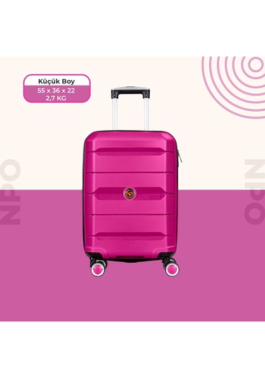 Npo Diamond Pp Polipropilen Küçük Kabin Boy Kırılmaz Valiz - Fuşya