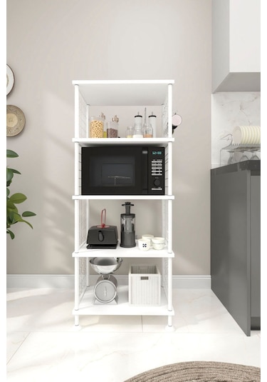 Beyaz B.d Mutfak Rafı, Mutfak Düzenleyici, 5 Raflı Mutfak Organizeri, Mutfak Dolabı, Mutfak Standı Beyaz