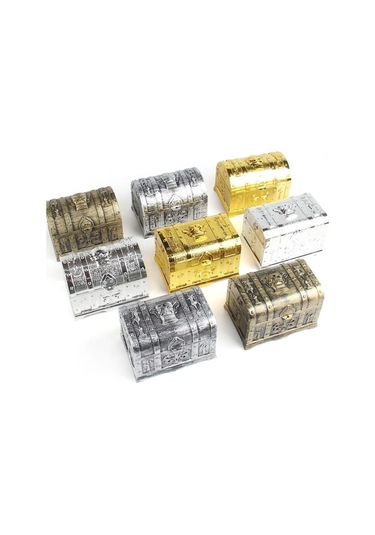 Trendooze Antik Korsan Kilit Anahtar Hazinesi 14x10x9.5cm Gümüş Eşarfi Gümüş