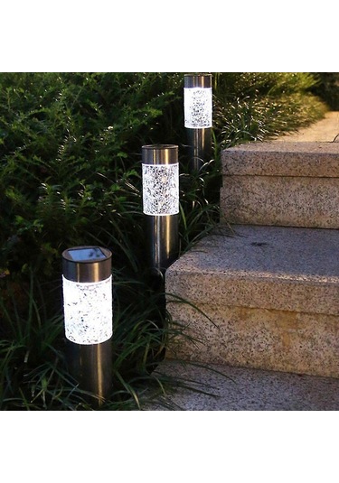 Silindir Çatlak Güneş Enerjili Çim Lambası Lı Sokak Gece Lam Çok Renkli