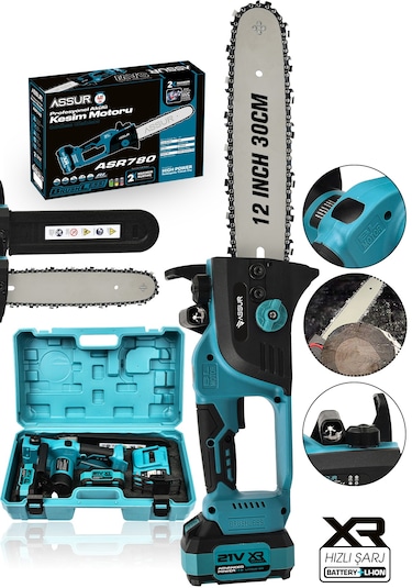Assur ASR780 21 V Çift Akü Testere Mavi