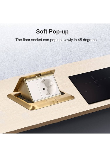 Symbee Altı Çıkma Bakır Zemin Soketi - Damperli Yavaş Açılım, Su Geçirmez, Gizli Tip, Alüminyum Altın Rengi
