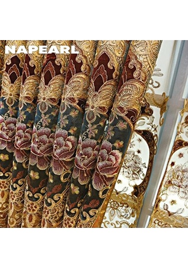 Novahub Moda High-end Saray Tarzı 1 Adet Altın Renk Tulle Perde Pencere Ekranı Oturma Yatak Odası Dekor 100x200cm Altın